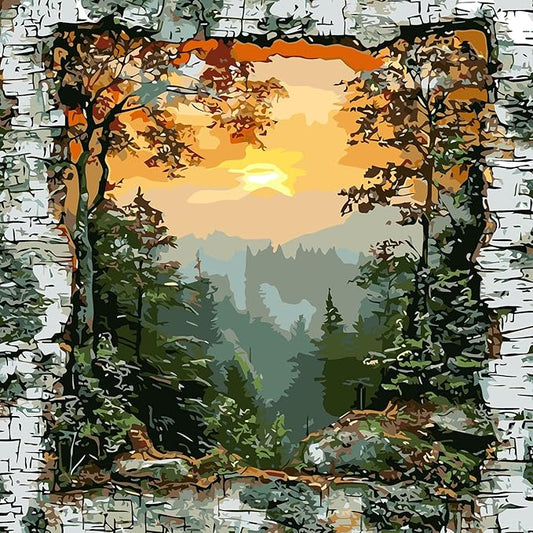 CHWGLFGG Paint by Numbers Kit for Adults Beginner, Forest Landscape Adult Paint by Number Kits on Canvas, DIY Acrylic Oil Easy Painting by Numbers for Home Wall Decor 16X16 inch (Without Frame)