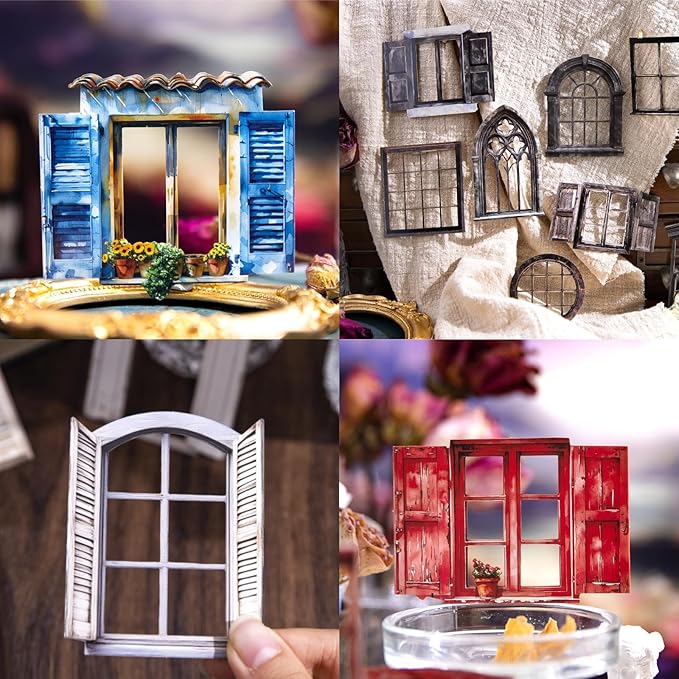 60 PCS Vintage Paper Window Frame Stickers, Aesthetic Decorative Window Cutouts Scrapbook Stickers for DIY Diary Junk Journal Handbook Album Decoration Label Sticker Journaling Scrapbooking Supplies