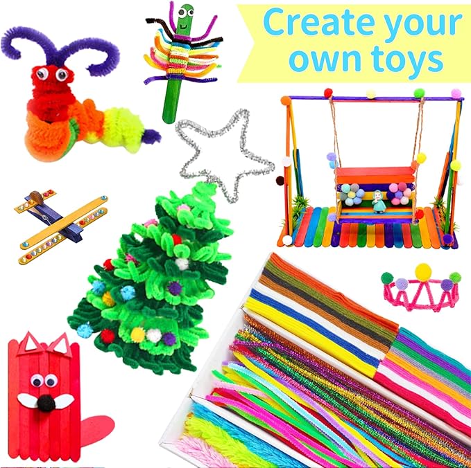 Itopstar Crafts for Kids -3000pcs+ Art Supplies Kids Art Supplies Great for School, Homeschool and Kindergarten DIY Crafting Projects-Giant Craft Box for Supplies
