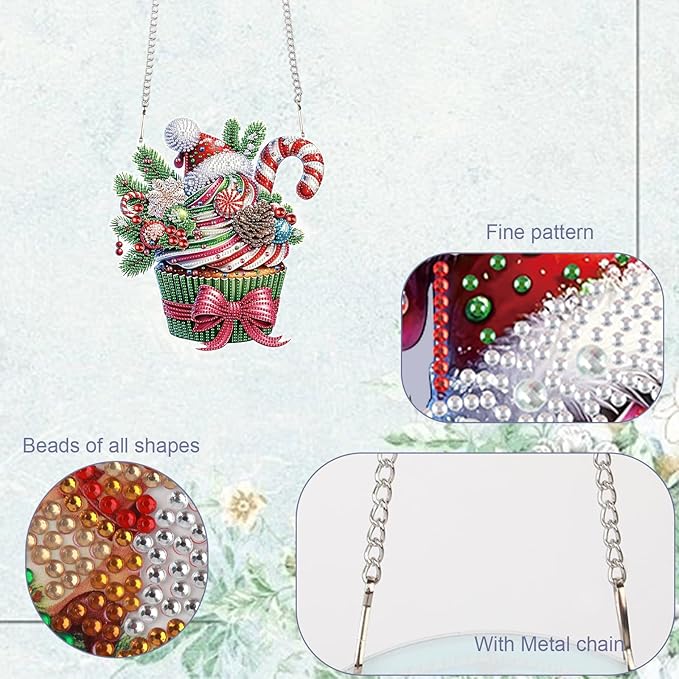 TDFERAN Diamond Painting Kits Hanging Decoration 22x24cm Christmas Cake Diamond Painting Kits for Adults Diamond Art Kits Hanging Sign Special Shape Diamond Painting Ornament Wreath Gifts Christmas