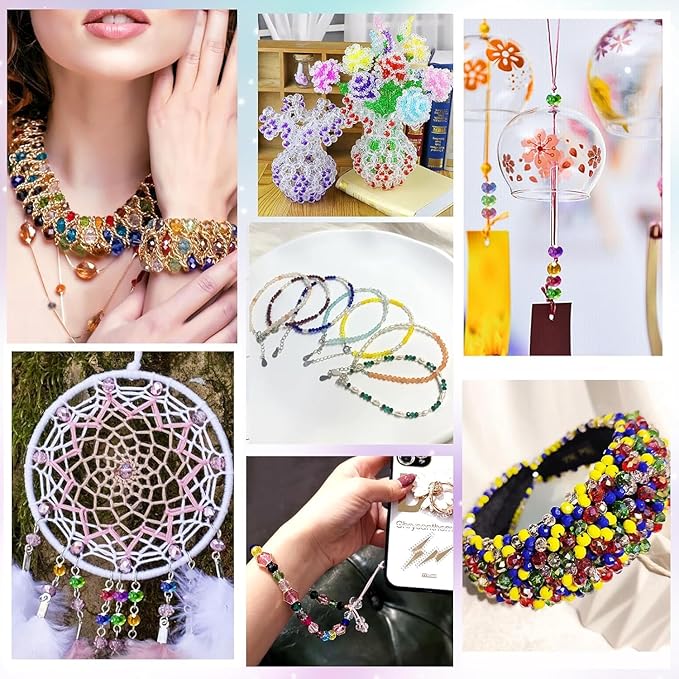 1000 Pcs Rondelle Faceted Glass Beads Crystal Glass Beads for Jewelry Making 4/6/8mm Faceted Briolette Rondelle Bead with Container for Earrings,Necklaces,DIY Beading Projects (Mix)