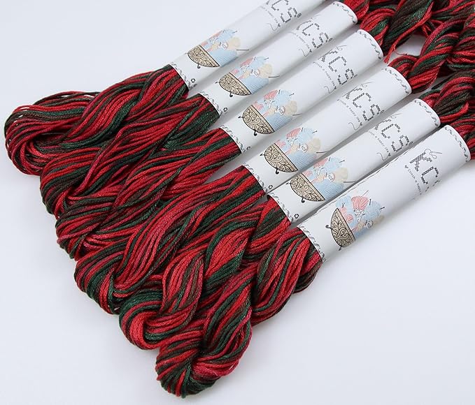 KCS Big skeins of 25 Meters Size 25 Color Variegated Cross Stitch Stranded Threads,6 skeins,4519