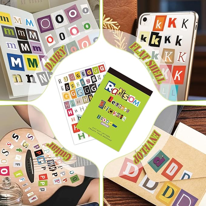 1500Pcs Letter Stickers for Scrapbooking,Ransom Note Sticker Book, Junk Journal, Journaling, DIY Crafts - Sticker Letters for Scrapbook Supplies, Junk Journal Supplies, Journaling Supplies