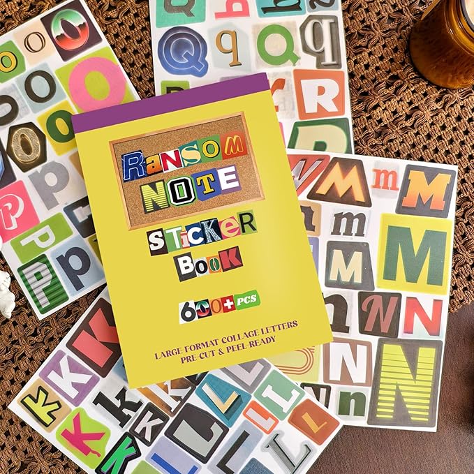 Large Ransom Note Alphabet Letter Stickers Book, Retro Mixed Font Collage Stickers for Scrapbooking, Junk Journal, DIY Craft Projects, Peel & Ready Stickers for Journaling, Card Making, Home Decor