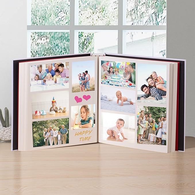 Super Large Photo Album Self Adhesive Scrapbook Album for 4×6 5×7 8×10 10×12 or Bigger Pictures DIY Magnetic Linen Cover Album 80Sheets/160Pages DIY Photo Album(White)
