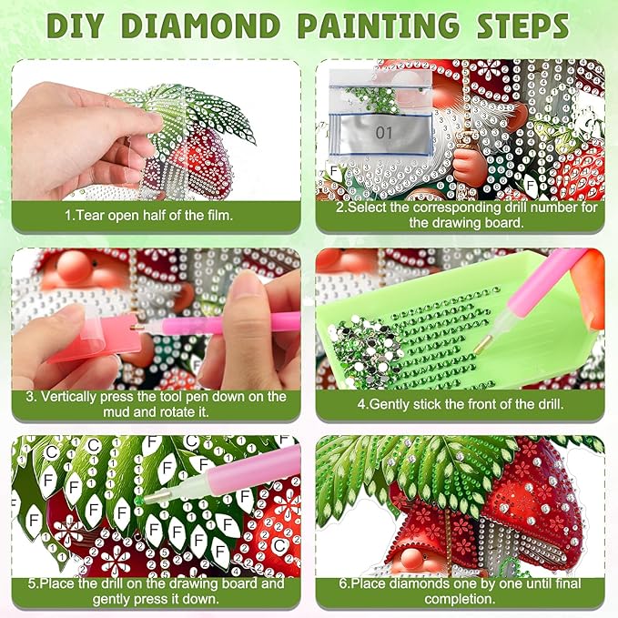 DOMROM Dwarf Diamond Art Hanging Kits for Adults Beginners, Special Shaped Crystal Diamond Painting Dwarf Pendant, DIY Diamond Art Suncatchers for Home Garden Wall Decor Gift