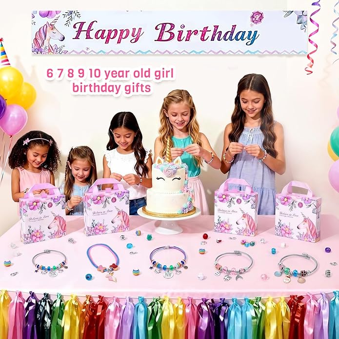 COO&KOO Girls Charm Bracelet Making Kit: Crafts for Girl 8-12 A Perfect Gifts Unicorn Toy Girls for Ages 6 7 8 9 10 Girl Jewelry Making Kit That Imagination Self-Expression and Inspires Creativity