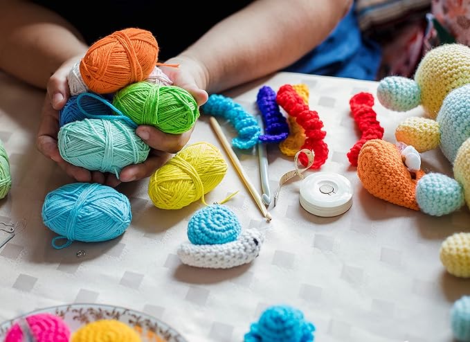 TYH Supplies MK Collection 10 Acrylic Yarn Skeins, Soft DK Mini Yarn Balls for Crochet & Knitting, Amigurumi, Crafts, Small Beginner Projects, Curated Multicolor Yarn Pack
