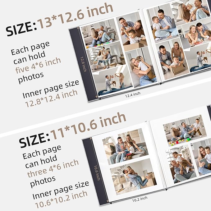 Vienrose Large Photo Album Self Adhesive for 4x6 5x7 8x10 Pictures Scrapbook Album DIY Scrap Book 40 Sticky Pages with A Metallic Pen Beige
