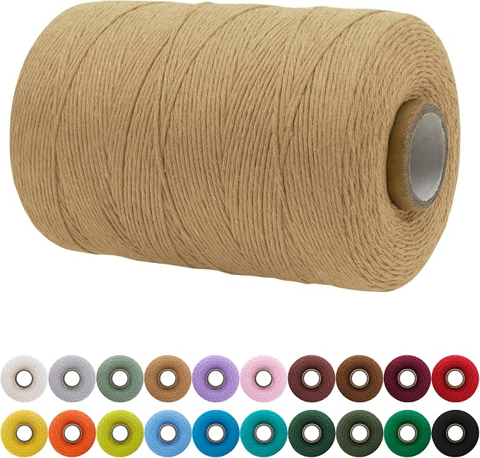 JeogYong Single Strand Macrame Cord 1mm x 426 Yards (1279 Feet) Soft Cotton Rope Macrame Yarn 1 mm Macrame Cord, Macrame Supplies for Crafts Wall Hangings Plant Hangers Decorations (Coffee)