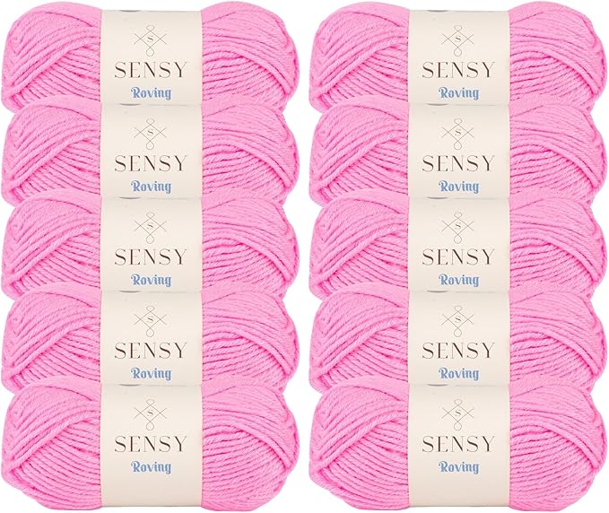 10 Skeins of Sensy Roving Yarn, 3.5 oz, 132 Yards, Gauge 5 Bulky (Neon Pink)