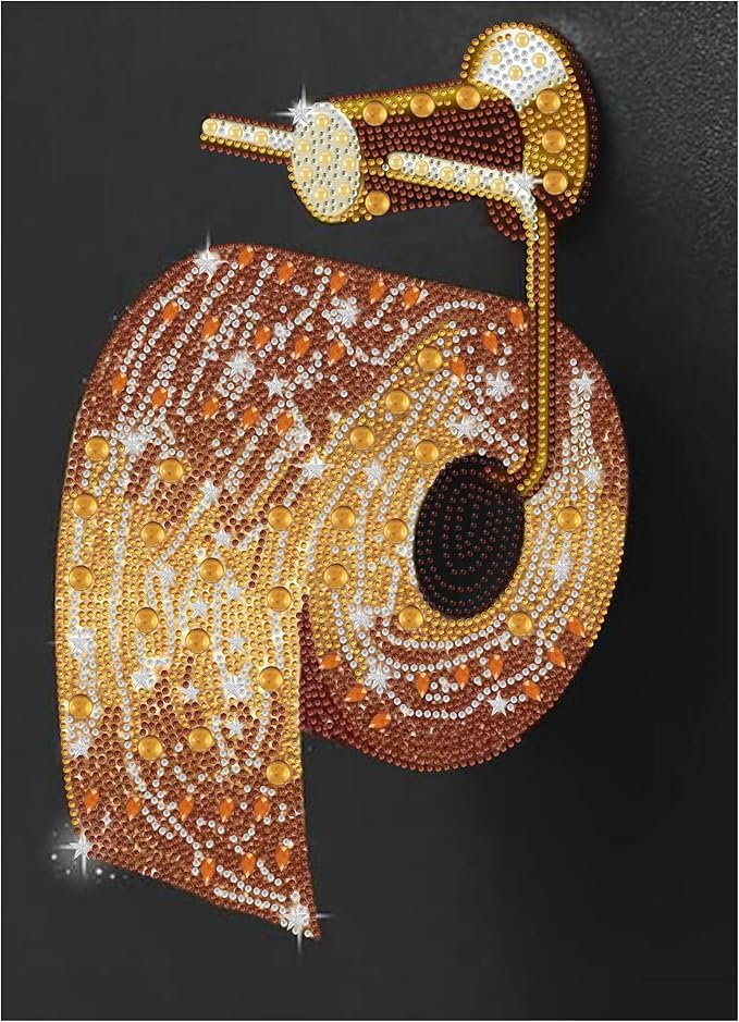 KUFWKEY Toilet Tissues Diamond Art Kit for Adults,Diamond Painting Kits for Beginners,5D Special Shaped Diamond Art Painting,DIY Handicrafts,Mosaic Crafts for Adults,Bathroom Decor,11.81x15.7 inch