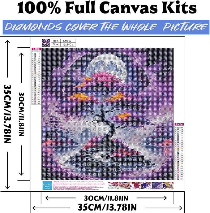 Diamond Art Kits for Adults Tree of Life, DIY 5D Diamond Painting Kit for Beginners, Full Round Drill Gem Art Dots for Adults, Diamond Dots Paintings Crafts Home Wall Decor 14X14 Inch