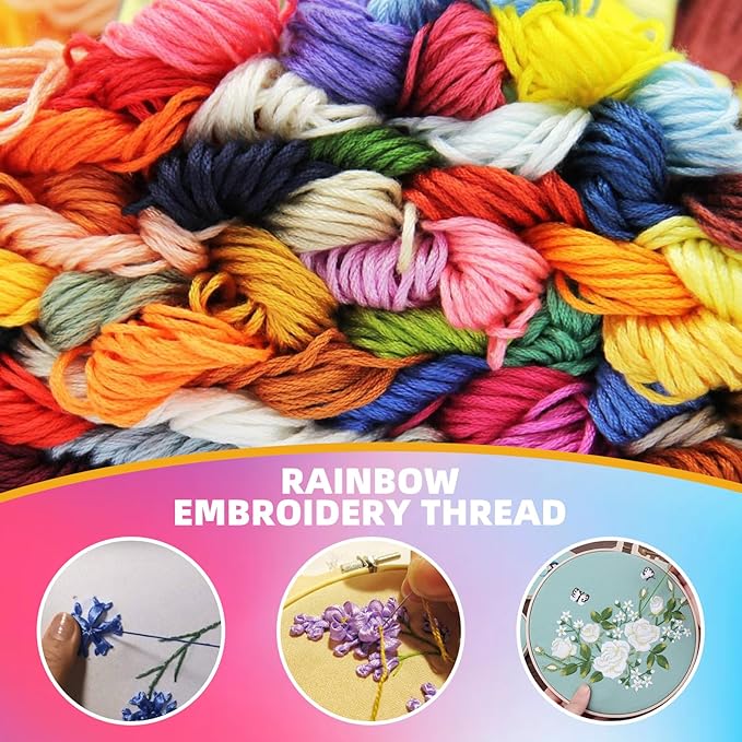 100 colour embroidery thread, 6 strand hand embroidery supplies rainbow embroidery floss, cross stitch thread for bracelet, diy crafts, sewing, embroidery supplies