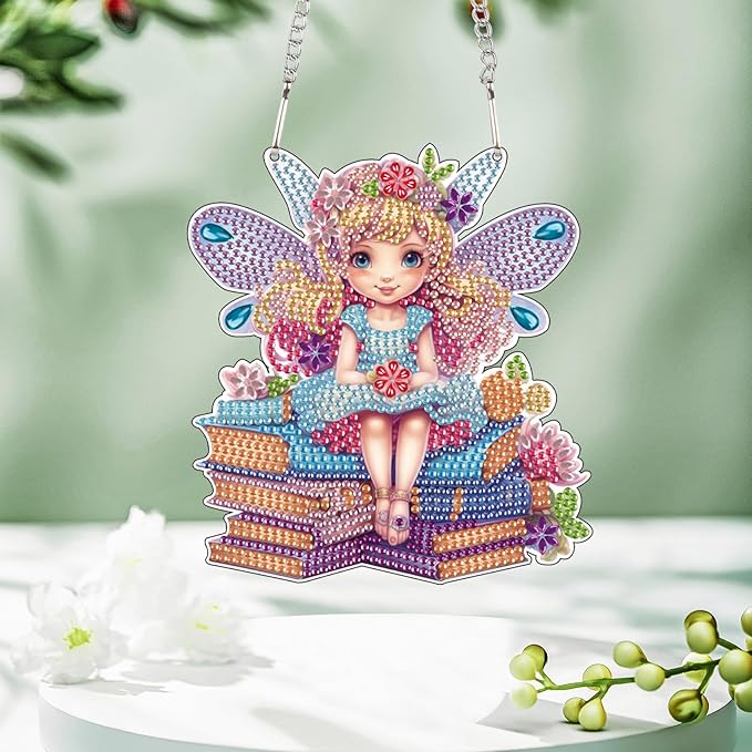 AiYuanzsh Diamond Art Pendant, DIY Special Shaped Crystal Painting Kit for Home Decor and Gift, Angels Theme, Butterfly Elf Color, One Size, for Adults