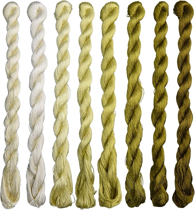 Natural 100% Silk Thread, Handmade Embroidery Thread Silk Floss 8 Colors 110m Each (72)