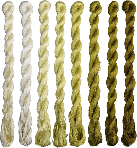 Natural 100% Silk Thread, Handmade Embroidery Thread Silk Floss 8 Colors 110m Each (72)