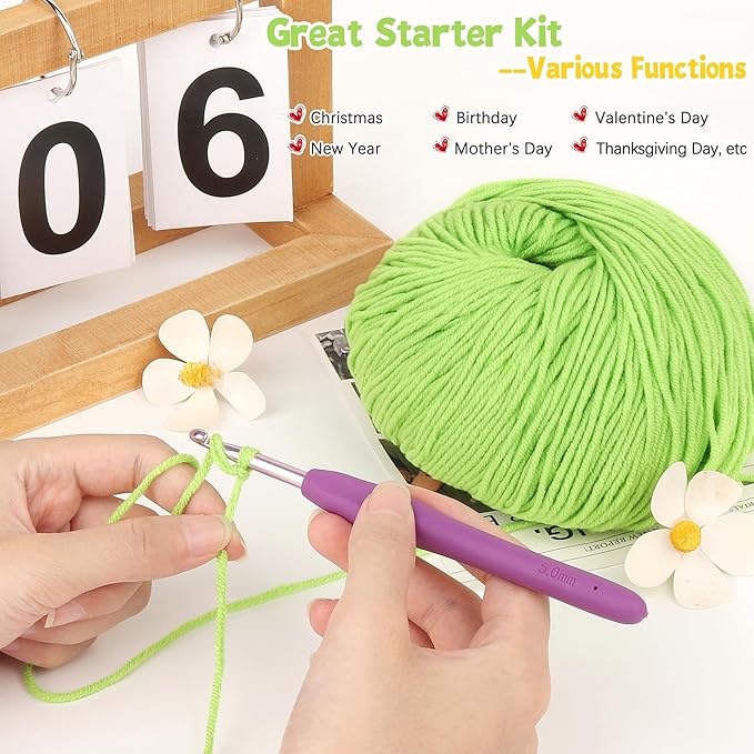 katech cotton yarn for crocheting-55% cotton 45% acrylic-4 medium (worsted)-super soft milk cotton yarn-great crochet and knitting starter kit for colorful craft（grass green）