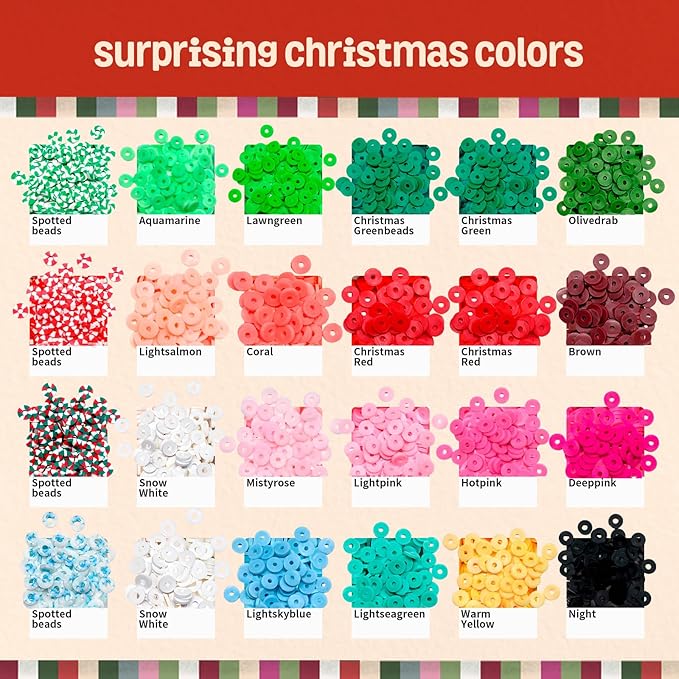 Gionlion Christmas Gifts - 24 Colors Clay Beads Bracelet Making Kit, Christmas Crafts DIY Arts and Crafts