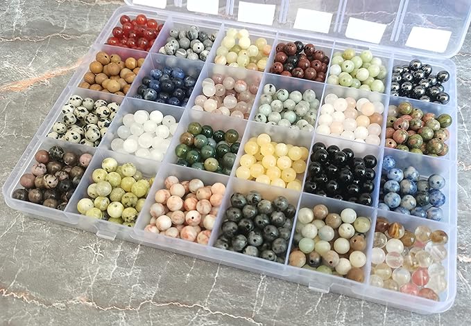 720pcs Crystal Beads for Jewelry Making Bulk,Natural Stone Beads Charm Gemstone DIY for Friendship Bracelet Making Kit Supplies(6mm,24 Color A)