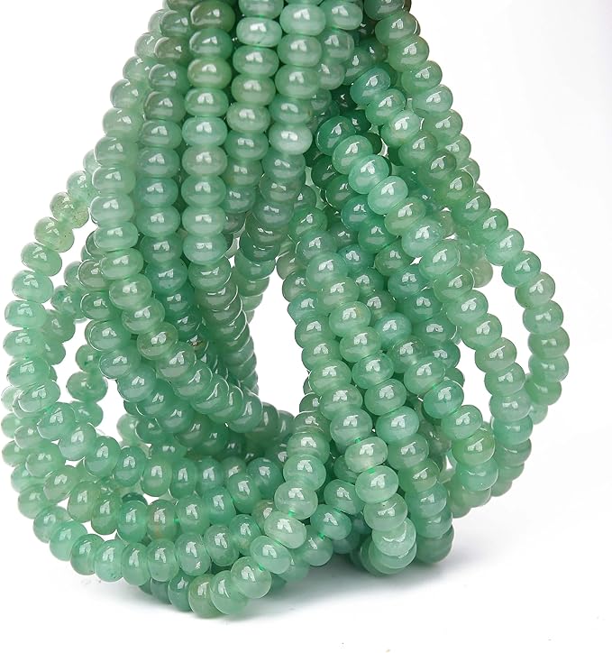 2 Strands (150PCs) Natural Green Aventurine Rondelle Beads, 5 * 8mm Gemstone Loose Spacer Abacus Disk Beads for DIY Bracelet Necklace Earrings Jewelry Making, Craft Supplies Beading Kit