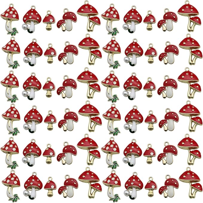 Youdiyla 20pcs Alloy enamel mushroom set series Pendant Jewelry Making DIY Keychain Earrings Pendant Various Design Charms for Jewelry Making Bracelets Necklace (SN463)