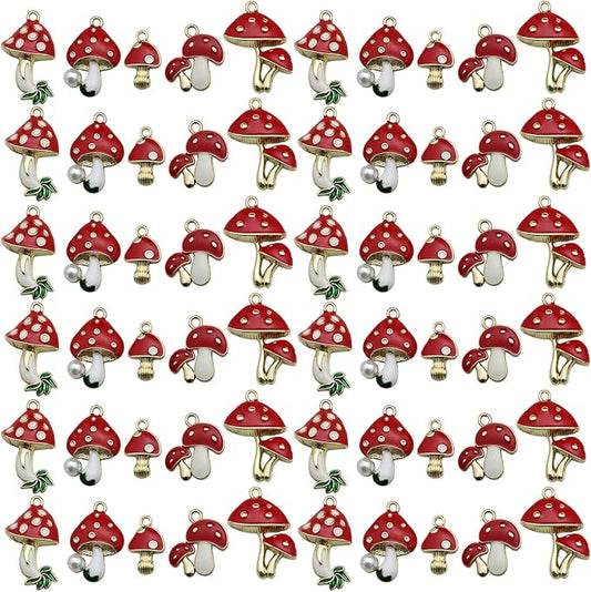 Youdiyla 20pcs Alloy enamel mushroom set series Pendant Jewelry Making DIY Keychain Earrings Pendant Various Design Charms for Jewelry Making Bracelets Necklace (SN463)