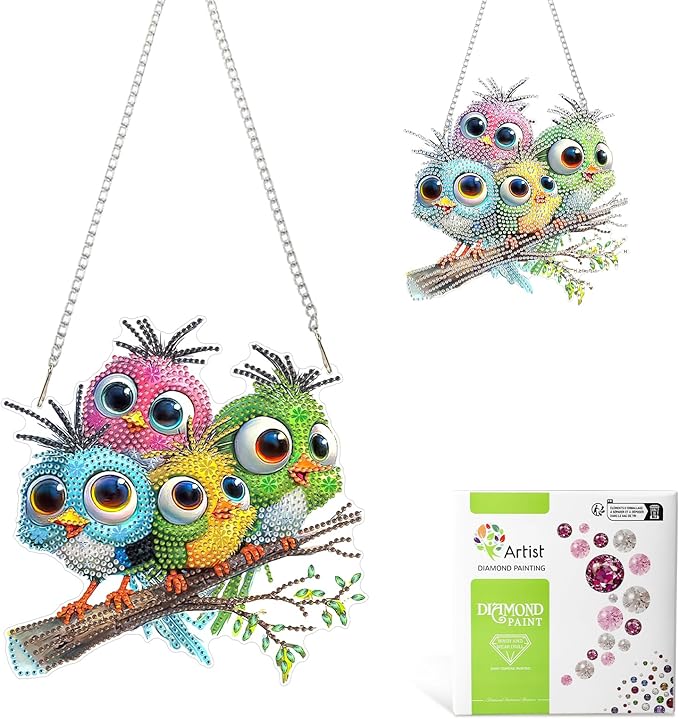 MAXBYE Diamond Art Painting Kits Hanging Bird Pendant, DIY 5D Special Shaped Animal Gem Art Craft Diamond Dots for Adults and Home Window Door Decor
