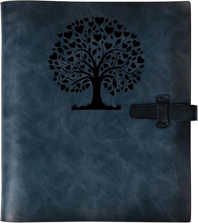 Photo Album 4x6 200 Photos,Genuine Leather Photo Albums with Writing Space with 30 Writing Paper, Travel Family Wedding Kids Graduation Ultrasound Baby Picture Album Scrapbook Photo Album（Love Tree）