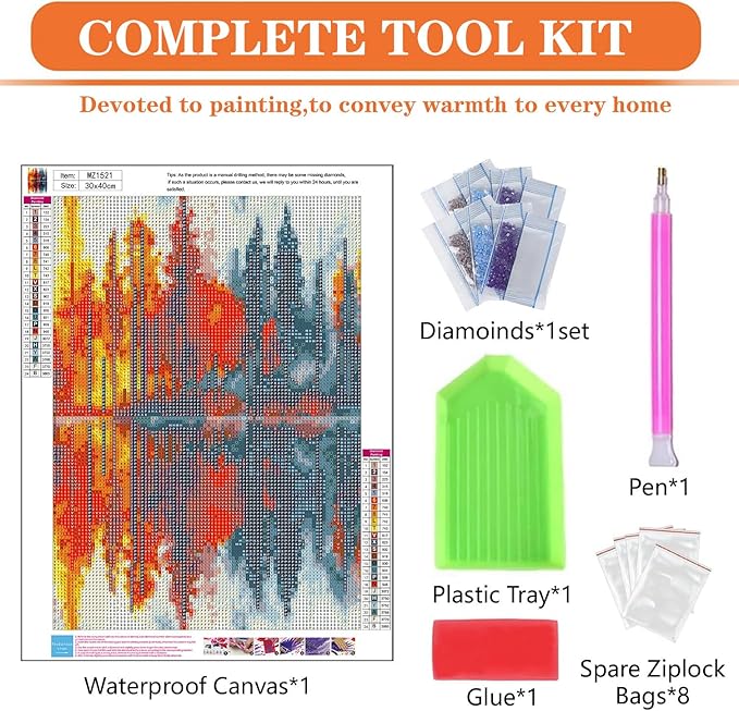 igoodom Diamond Art Kits for Adults, Landscape Diamond Painting Kit, Full Drill Round Landscape Diamond Art Kits, DIY Gem Art and Crafts for Home Wall Decor Gift 12x16inch