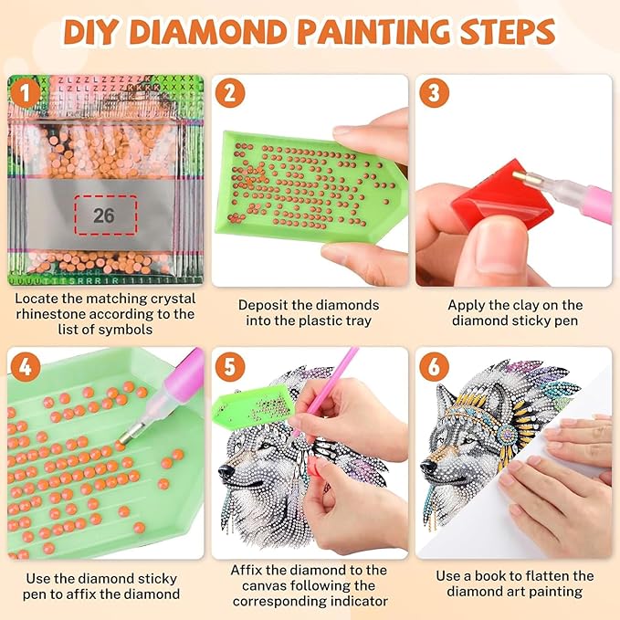 Masendp Wolf Diamond Painting Double-Sided Wall Hanging Set, DIY Irregular Shaped Rhinestone Window Decoration Set, Suitable for Home and Garden Wall Decoration Gifts