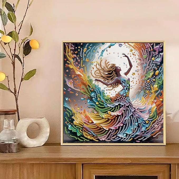 AiYuanzsh DIY Diamond Art Painting Kits for Adults, 5D Special Shape Crystal Rhinestone Diamond Art Kits for Beginners, for Home Wall Decoration Gift 12x12 inch, Beautiful Dancer