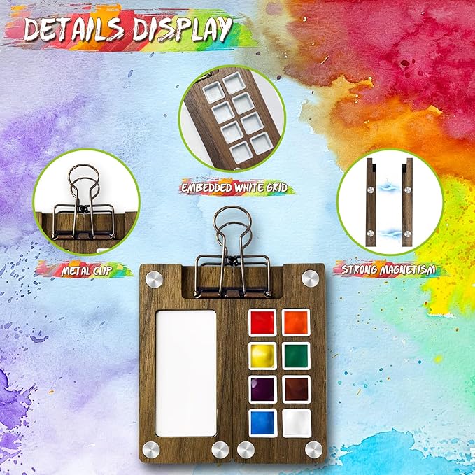 Mini Watercolor Paint Set, Travel Paint kit, Pocket Watercolor Set with Paint, Brush, Sketchbook & Copper Clip for Beginners, Artists & Painting Lovers