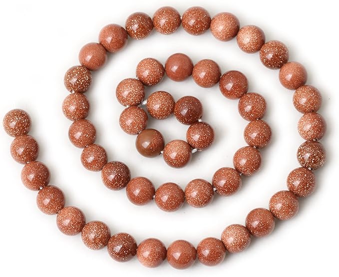 cheavian 45pcs 8mm gold sandstone gemstone round loose beads for jewelry making 1 strand 15"