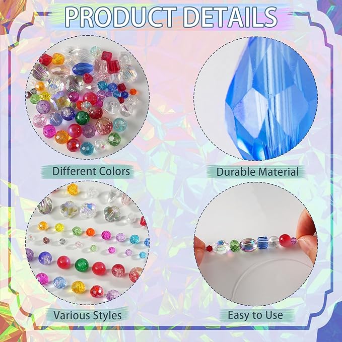 christmas glass beads for jewelry making,1272 pcs colorful rainbow ab color craft crystal beads with loose beads sparkly beads hole drilled for diy christmas bracelets necklace wristband earring craft