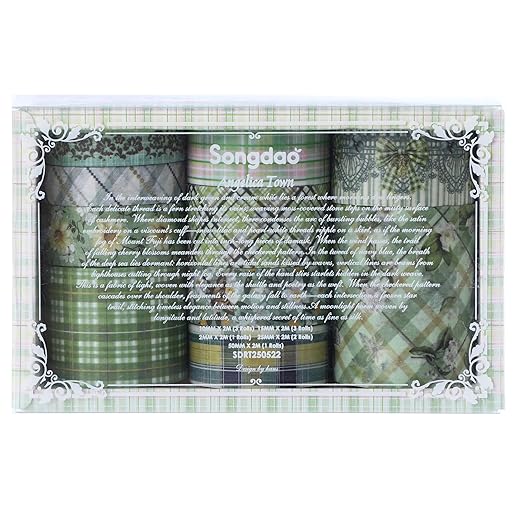 10 Rolls Vintage Floral Washi Tape Set Pastel Plaid Arts Adhesive Tapes Soft Colors Decorative Masking Tape Sets for Craft, Kids, Scrapbook, DIY, Gift Wrapping (Green Garden)