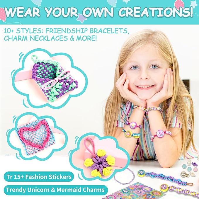 ZQIN Friendship Bracelet Making Kit for Girls 8+ Quick Maker DIY Arts and Crafts Toys, Best Christmas & Birthday Gifts for 6-12 Year Old Girls (Yellow)