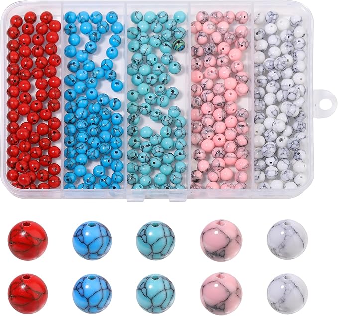 Songxi Stone Beads Bracelet Making Kit 300PCS, 6mm Loose Crystal Gemstone Beads for Bracelet Necklace Earring, DIY Crafts Beads for Jewelry Making for Couples Lovers Adults