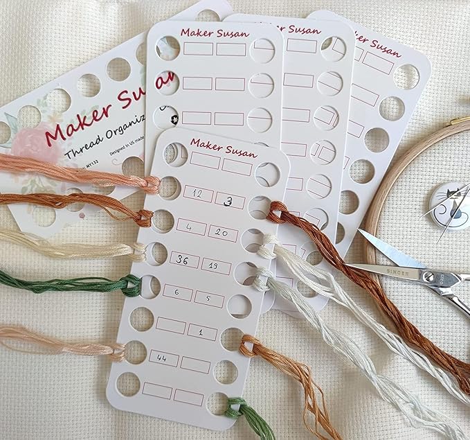 DMC Size 22-24-26 (3 Pack) Gold Cross Stitch Needles Kit, Large Eye Round End Embroidery and Tapestry Hand Needles with Maker Susan Embroidery Thread Holder Organizer Card (12 Needles, 1 Org Card)