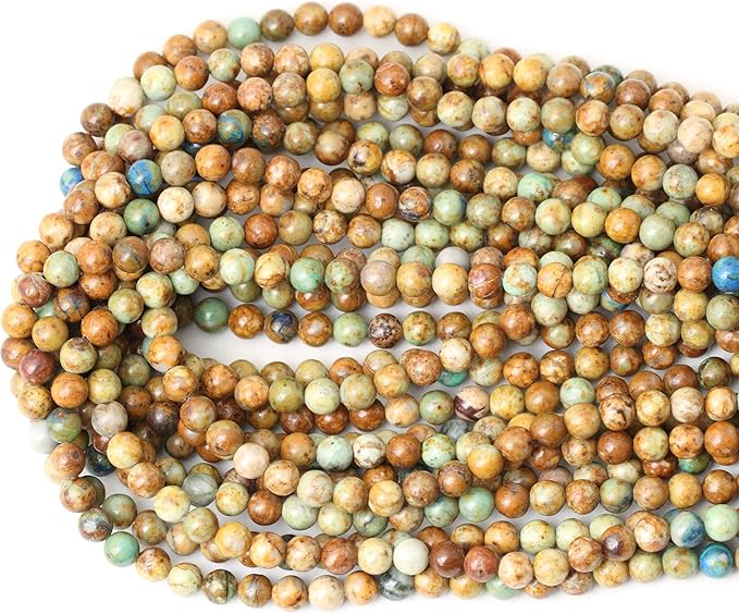 cheavian 60pcs 6mm natural peacock turquoise gemstone round loose beads for diy bracelet necklace earrings jewelry making 1 string 15 inches