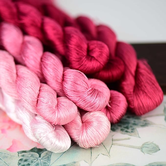 Natural 100% Silk Thread, Handmade Embroidery Thread Silk Floss 8 Colors 110m Each (35)