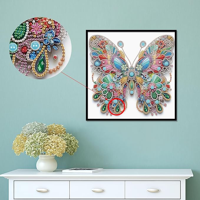 LazyFold Diamond Art Painting Kits for Adults, DIY Butterfly 5D Special Shape Diamond Art Kits, Crystal Rhinestones Diamond Gem Art Painting for Home Wall Decoration 12×12inch