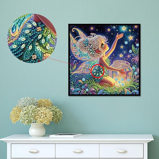 5D Special Shape Diamond Art Kits for Beginners, Diamond Painting Kits for Adults, Crystal Rhinestones Diamond Painting for Home Wall Decoration Gift 12×12 inch/30×30 cm, Starry Night Enchantment
