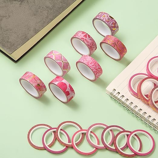 Mr. Pen- Washi Tape Set, 21 Rolls, Floral Pink, Decorative Tape with Measure Tape, Scrapbook Washi Tape for Journaling, Craft Tape, Mother's Day