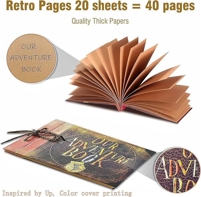 Adventure Book Handcrafted Diary Photo Scrapbook,Tailored for Preserving Cherished Moments,Gift for Couples' Anniversaries,Weddings,Globetrotters,Birthdays,Christmas & Note-taking Gifts