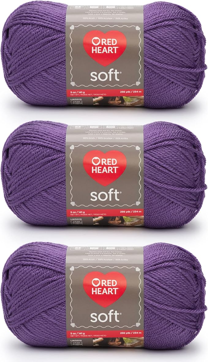 Red Heart Soft Lavender Yarn - 3 Pack of 141g/5oz - Acrylic - 4 Medium (Worsted) - 256 Yards - Knitting/Crochet