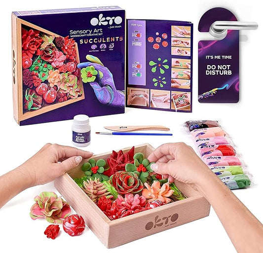 OKTO Art Kit Passion | Succulents Art Set 3D for Home Wall Decor | Craft Kits for Adults and Teen | Craft Box with Modeling Clay for Succulents Fun Stuff Hobbies Kits Succulent DIY Kits