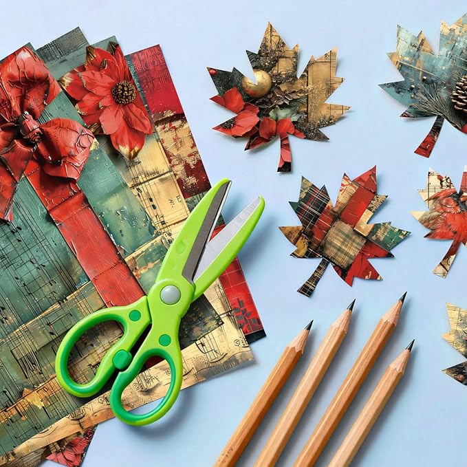 Christmas Scrapbook Paper Pad 24 Sheets Scrapbooking Supplies, Single-Sided Patterned Cardstock Pads for Card Making, Designer Planner Journals, Background Borders, Greeting Cards 6"×6”