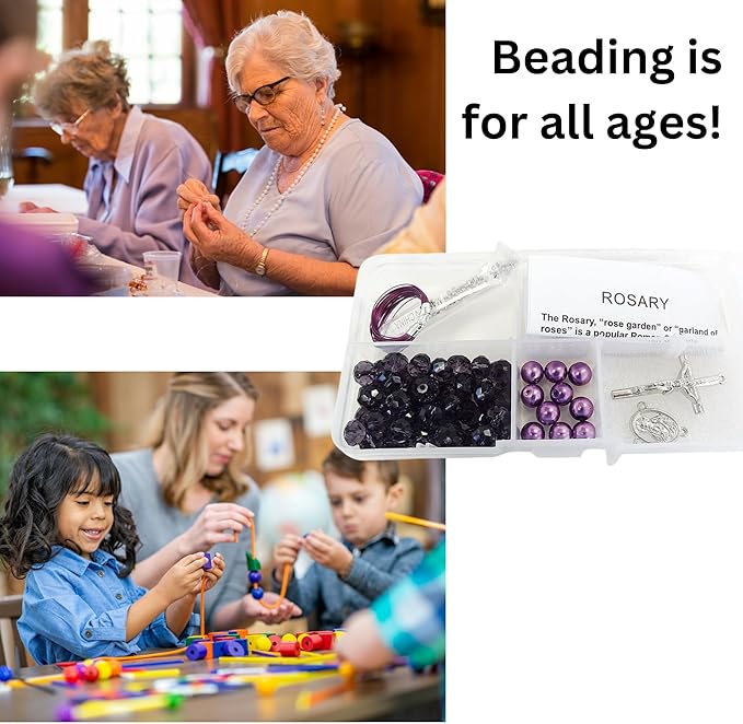 Linpeng Rosary Making Kit, Purple Catholic Prayer Necklace Supplies, DIY Jewelry Supplies, Gift for Beader, 1 Pack