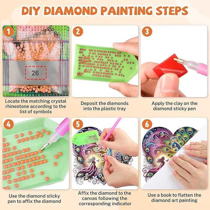 Masendp Peacock Diamond Painting Double-Sided Hanging Ornament Set, DIY Irregular Shaped Rhinestone Window Decoration Set, Suitable for Home and Garden Wall Decoration Gifts